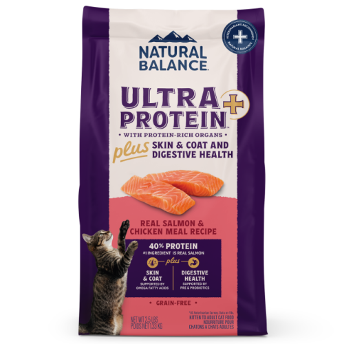 [斷貨中, 未有返貨日期, 可預訂等貨到] Natural Balance Ultra Protein Plus 雪山牌 無穀物超.頂級系 三文魚雞肉貓糧 皮毛和消化健康 Skin & Coat and Digestive Health - Real Salmon & Chicken Meal Recipe 5lb {原裝行貨} (00694)
